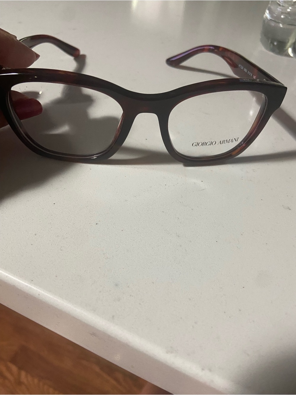 Giorgio Armani Men's Tortoiseshell Acetate Glasses - Dark Brown/Burgundy